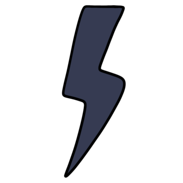 a dark blue lightning bolt